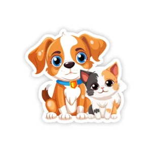 Dog Cat Friend Sticker