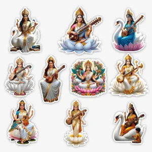 Saraswati Maa Stickers - Pack of 10