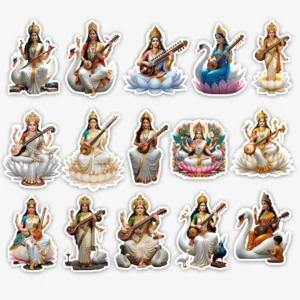 Saraswati Maa Stickers - Pack of 15