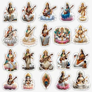 Saraswati Maa Stickers - Pack of 20